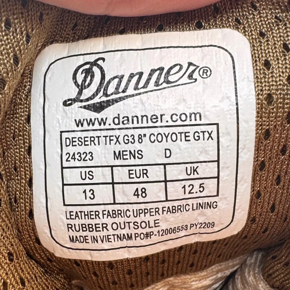 Danner Desert TFX G3 8 Coyote GTX Men's 13 Tan Suede Gore-Tex Tactical Boots